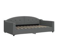 vidaXL Sofá cama gris oscuro 100 x 190 cm con estructura de metal y madera, sofá cama de tela, diseño moderno, para salón y dormitorio, colchón no incluido
