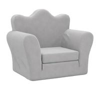 vidaXL Sofá Cama Infantil, Sillón con Reposabrazos, Mini Sofá para Niños, Sofá Cama para Dormitorio Sala de Juegos, Felpa Suave Gris Claro