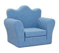 vidaXL Sofá Cama Infantil, Sillón con Reposabrazos, Mini Sofá para Niños, Sofá Cama para Dormitorio Sala de Juegos, Felpa Suave Azul