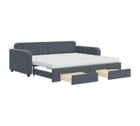 vidaXL Sofá Cama Nido con Cajones, Diván Extensible, Cama Extraíble de Invitados, Sofá Cama para Salón Dormitorio, Terciopelo Gris Oscuro 90x190 cm