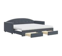 vidaXL Sofá Cama Nido con Cajones, Diván Extensible, Cama Extraíble de Invitados, Sofá Cama para Salón Dormitorio, Terciopelo Gris Oscuro 90x190 cm