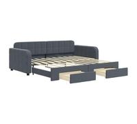 vidaXL Sofá Cama Nido con Cajones, Diván Extensible, Cama Extraíble de Invitados, Sofá Cama para Salón Dormitorio, Terciopelo Gris Oscuro 90x190 cm