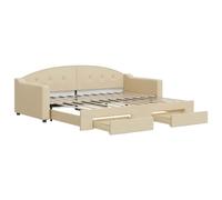 vidaXL Sofá cama nido con cajones - tela color crema 90x200 cm
