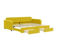 vidaXL Sofá Cama Nido con Cajones, Diván Extensible, Cama Extraíble de Invitados, Sofá Cama para Salón Dormitorio, Terciopelo Amarillo 90x200 cm