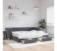 vidaXL Sofá Cama Nido con Cajones, Diván Extensible, Cama Extraíble de Invitados, Sofá Cama para Salón Dormitorio, Terciopelo Gris Oscuro 90x200 cm