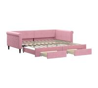 vidaXL Sofá Cama Nido con Cajones, Diván Extensible, Cama Extraíble de Invitados, Sofá Cama para Salón Dormitorio, Terciopelo Rosa 100x200 cm