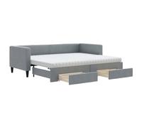 vidaXL Sofá Cama Nido con Cajones, Diván Tapizado Extensible, Cama Extraíble de Invitados, Mueble para Salón Dormitorio, Tela Gris Claro 80x200 cm