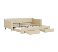 vidaXL Sofá Cama Nido con cajones Tela Color Crema 90x200 cm