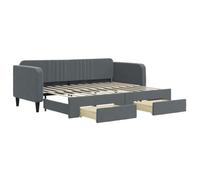 vidaXL Sofá Cama Nido con Cajones, Diván Tapizado Extensible, Cama Extraíble de Invitados, Mueble para Dormitorio, Terciopelo Gris Oscuro 80x200 cm