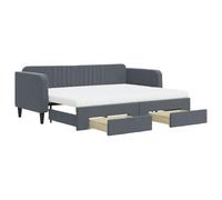 vidaXL Sofá Cama Nido con Cajones, Diván Tapizado Extensible, Cama Extraíble de Invitados, Mueble para Dormitorio, Terciopelo Gris Oscuro 80x200 cm