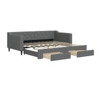 vidaXL Sofá Cama Nido con Cajones, Diván Tapizado Extensible, Cama Extraíble de Invitados, Mueble para Salón Dormitorio, Tela Gris Oscuro 90x190 cm