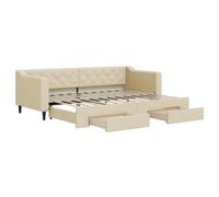 vidaXL Sofá Cama Nido con cajones Tela Color Crema 80x200 cm