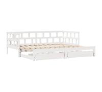 vidaXL Sofá Cama Nido con cajones Madera Maciza Pino Blanca 80x200 cm, sofá Cama, Cama de Pijamas, sofá Cama con almacenaje, Cama de Invitados