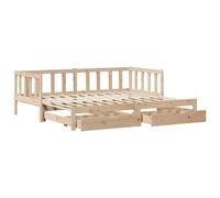 vidaXL Sofá cama, sofá cama, extensible con cajones, sin colchón y somier de listones, 80 x 200 cm, pino macizo