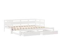 vidaXL Sofá Cama Nido con cajones Madera Maciza Pino Blanca 90x190 cm, sofá Cama, Cama de Pijamas, sofá Cama con almacenaje, Cama de Invitados