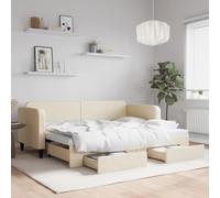 vidaXL Sofá Cama Nido con cajones Tela Color Crema 80x200 cm