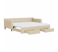 vidaXL Sofá cama nido con cajones tela color crema 90x200 cm