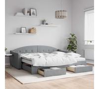 vidaXL Sofá Cama Nido con cajones Tela Gris Claro 90x200 cm