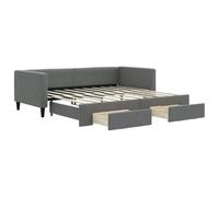 vidaXL Sofá Cama Nido con cajones Tela Gris Oscuro 100x190 cm, diván con Nido, sofá Cama, sofá diván, divanes con Nido, Cama de Invitados, sofá Cama