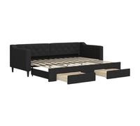 vidaXL Sofá cama nido con cajones tela negra 80x200 cm