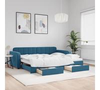 vidaXL Sofá Cama Nido con cajones Terciopelo Azul 90x200 cm