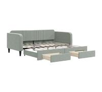 vidaXL Sofá Cama Nido con cajones Terciopelo Gris Claro 100x190 cm, diván con Nido, sofá Cama, sofá diván, divanes con Nido, Cama de Invitados