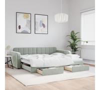 vidaXL Sofá Cama Nido con cajones Terciopelo Gris Claro 90x200 cm
