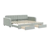 vidaXL Sofá Cama Nido con cajones Terciopelo Gris Claro 90x200 cm