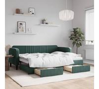 vidaXL Sofá Cama Nido con cajones Terciopelo Verde Oscuro 80x200 cm