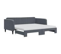 vidaXL Sofá Cama Nido con Colchón, Diván Extensible, Cama Extraíble de Invitados, Sofá Cama para Salón Dormitorio, Terciopelo Gris Oscuro 90x190 cm