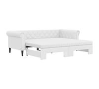 vidaXL Sofá Cama Nido con Colchón, Diván Extensible, Cama Extraíble de Invitados, Sofá Cama para Salón Dormitorio, Cuero Sintético Blanco 90x200 cm