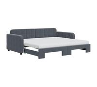 vidaXL Sofá Cama Nido con Colchón, Diván Extensible, Cama Extraíble de Invitados, Sofá Cama para Salón Dormitorio, Terciopelo Gris Oscuro 90x190 cm