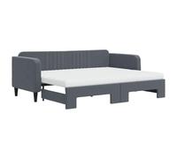 vidaXL Sofá Cama Nido con Colchón, Diván Tapizado Extensible, Cama Extraíble de Invitados, Mueble para Dormitorio, Terciopelo Gris Oscuro 80x200 cm