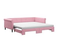 vidaXL Sofá Cama Nido con Colchón, Diván Tapizado Extensible, Cama Extraíble de Invitados, Mueble para Dormitorio, Terciopelo Rosa 100x200 cm
