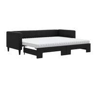 vidaXL Sofá Cama Nido con Colchón, Diván Tapizado Extensible, Cama Extraíble de Invitados, Mueble para Salón Dormitorio, Tela Negro 80x200 cm