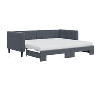 vidaXL Sofá Cama Nido con Colchón, Diván Tapizado Extensible, Cama Extraíble de Invitados, Mueble para Dormitorio, Terciopelo Gris Oscuro 90x190 cm