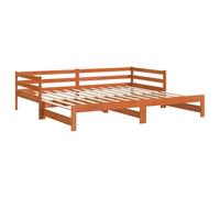 vidaXL Sofá Cama Nido de Madera Maciza de Pino Marrón Cera 90x200 cm - Diván Con Nido Para Invitados
