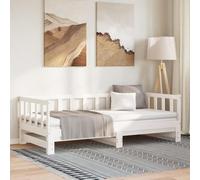 vidaXL Sofá Cama Nido, Diván Extensible, Cama Extraíble de Invitados, Estructura de Cama para Salón Dormitorio, Madera Maciza de Pino Blanco 90x190 cm