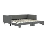 vidaXL Sofá Cama Nido, Diván Tapizado Extensible, Cama Extraíble de Invitados, Mueble para Salón Dormitorio Hogar, Tela Gris Oscuro 100x200 cm