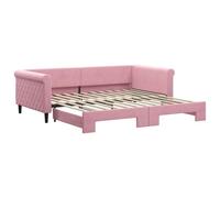 vidaXL Sofá Cama Nido, Diván Tapizado Extensible, Cama Extraíble de Invitados, Mueble para Salón Dormitorio, Terciopelo Rosa 100x200 cm