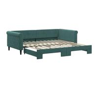 vidaXL Sofá Cama Nido, Diván Tapizado Extensible, Cama Extraíble de Invitados, Mueble para Salón Dormitorio, Terciopelo Verde Oscuro 100x200 cm