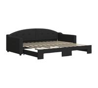 vidaXL Sofá Cama Nido, Diván Extensible, Cama Extraíble de Invitados, Estructura de Cama para Salón Dormitorio, Tela Negro 90x200 cm