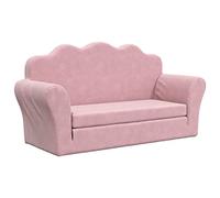 vidaXL Sofá Cama para niños de 2 plazas Felpa Suave Rosa