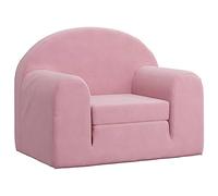 vidaXL Sofá Cama para Niños, Sillón con Respaldo Reposabrazos, Mini Sofá Infantil, Asiento para Dormitorio Sala de Juegos, Felpa Suave Rosa