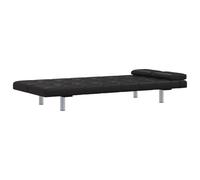 Sofá Cama Con Dos Cojines Cuero Artificial Ajustable Negro 168 X 77 X (61,5 / 64 / 66) Cm Vidaxl
