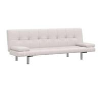 vidaXL Sofá cama con dos almohadas ajustable cuero artificial crema