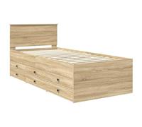 vidaXL Sofá Cama Roble Sonoma y Negro 75 x 190 cm Madera de ingeniería, Dormitorio, diseño Moderno con Amplio Almacenamiento y Acabado Durable y Resistente al Agua para un Espacio Estiloso y Funciona