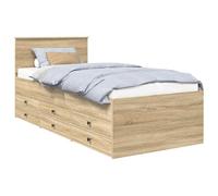 vidaXL Sofá Cama Roble Sonoma y Negro 90 x 190 cm Madera de ingeniería, Dormitorio, diseño Moderno con Amplio Almacenamiento y Acabado Durable y Resistente al Agua para un Espacio Estiloso y Funciona