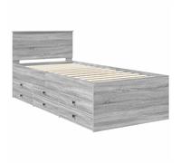vidaXL Sofá Cama Sonoma Gris y Negro 90 x 190 cm Madera de ingeniería, Dormitorio, diseño Moderno con Amplio Almacenamiento y Acabado Durable y Resistente al Agua para un Espacio Estiloso y Funcional