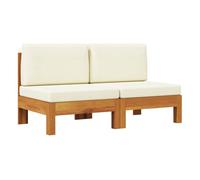 Vidaxl sofá central 2 piezas cojines blanco crema madera de acacia